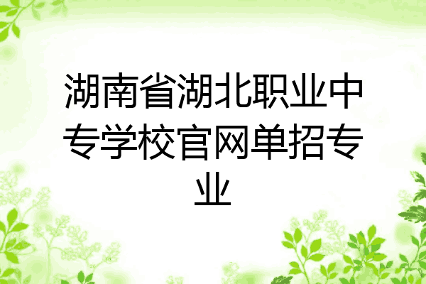 湖南省湖北职业中专学校官网单招专业
