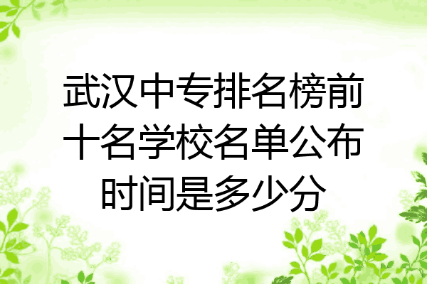 武汉中专排名榜前十名学校名单公布时间是多少分