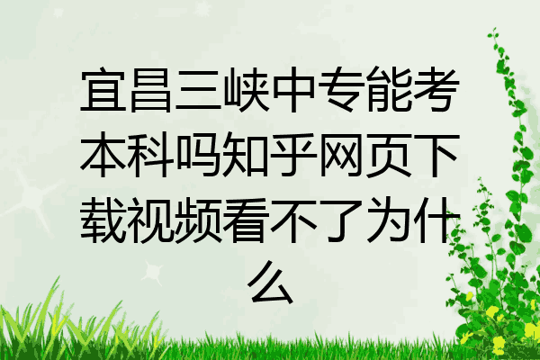 宜昌三峡中专能考本科吗知乎网页下载视频看不了为什么
