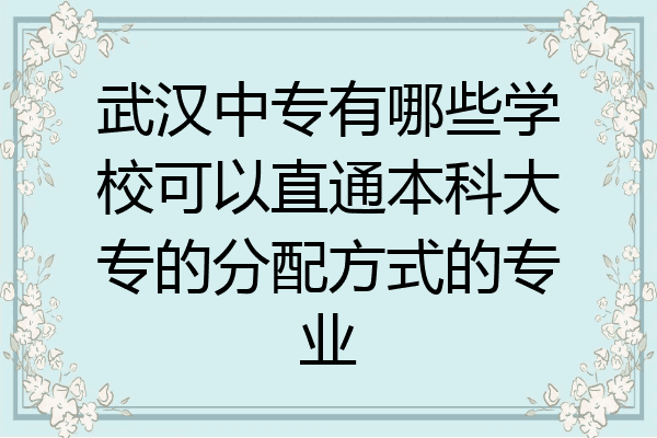 武汉中专有哪些学校可以直通本科大专的分配方式的专业