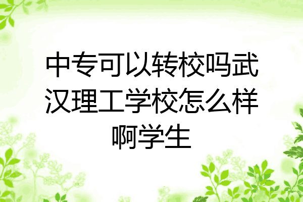 中专可以转校吗武汉理工学校怎么样啊学生