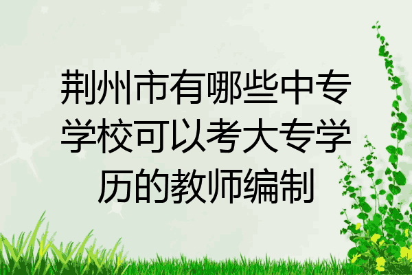 荆州市有哪些中专学校可以考大专学历的教师编制