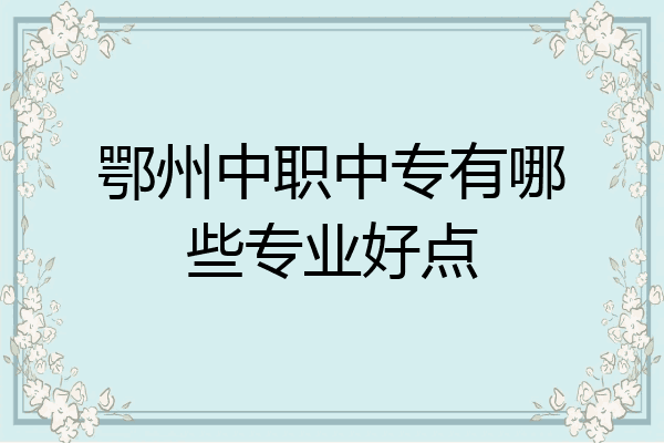 鄂州中职中专有哪些专业好点