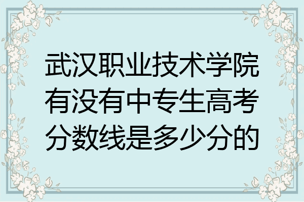 武汉职业技术学院有没有中专生高考分数线是多少分的