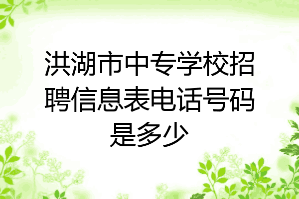 洪湖市中专学校招聘信息表电话号码是多少