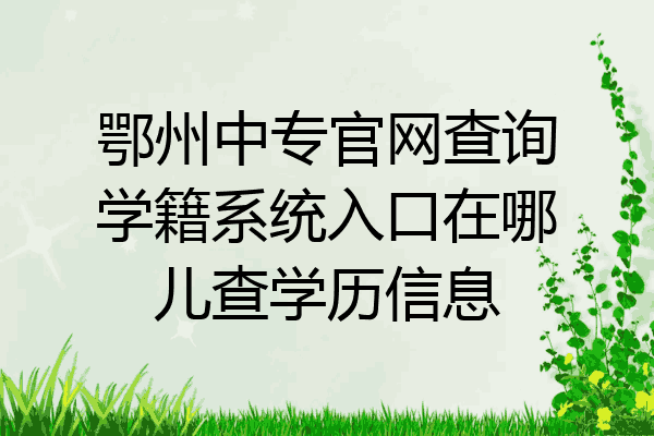 鄂州中专官网查询学籍系统入口在哪儿查学历信息