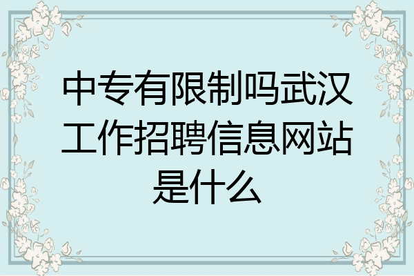中专有限制吗武汉工作招聘信息网站是什么