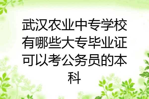 武汉农业中专学校有哪些大专毕业证可以考公务员的本科