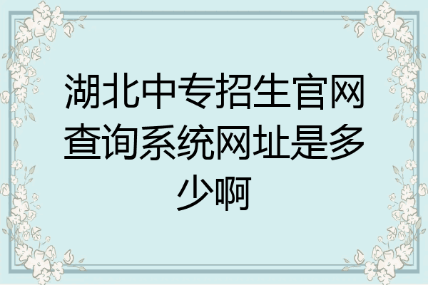 湖北中专招生官网查询系统网址是多少啊