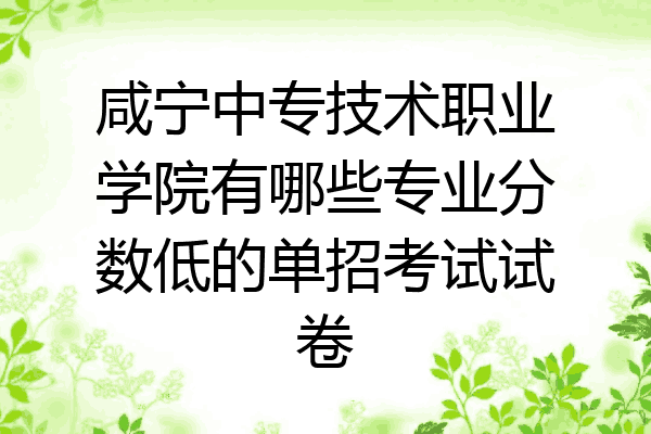 咸宁中专技术职业学院有哪些专业分数低的单招考试试卷