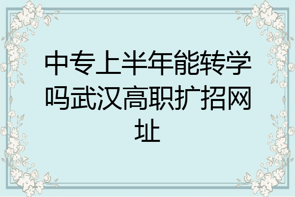 中专上半年能转学吗武汉高职扩招网址