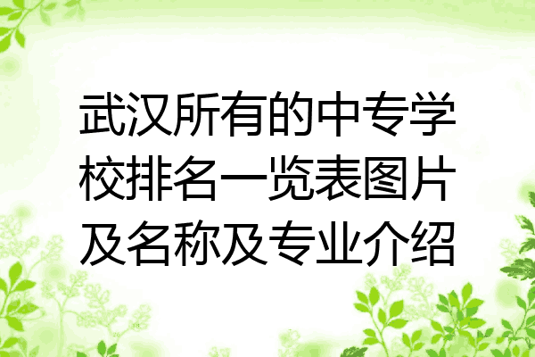 武汉所有的中专学校排名一览表图片及名称及专业介绍