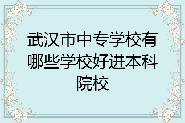 武汉市中专学校有哪些学校好进本科院校