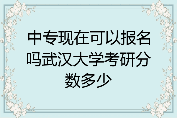 中专现在可以报名吗武汉大学考研分数多少