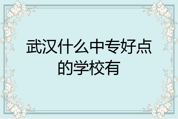 武汉什么中专好点的学校有