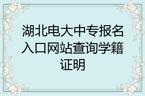 湖北电大中专报名入口网站查询学籍证明