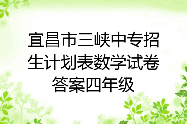 宜昌市三峡中专招生计划表数学试卷答案四年级