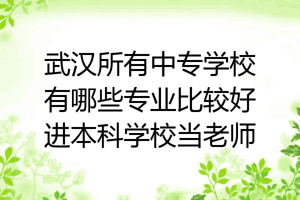 武汉所有中专学校有哪些专业比较好进本科学校当老师