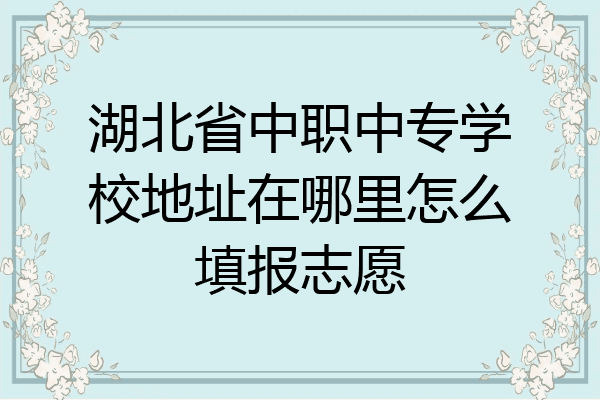 湖北省中职中专学校地址在哪里怎么填报志愿