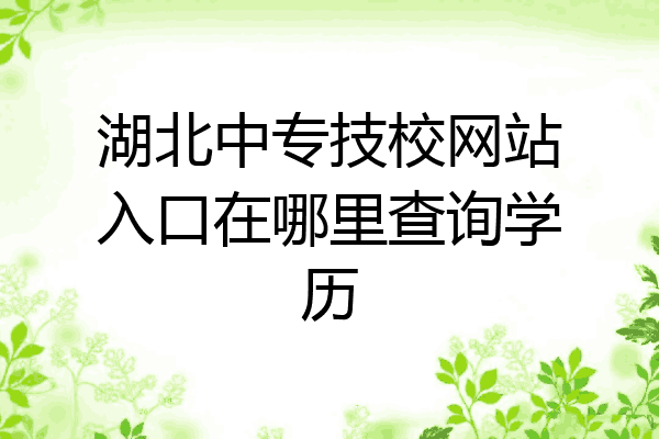 湖北中专技校网站入口在哪里查询学历