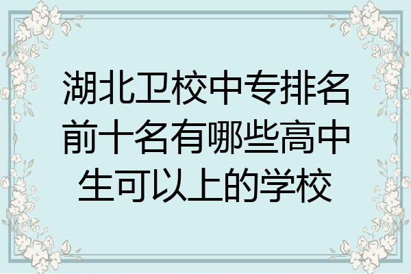 湖北卫校中专排名前十名有哪些高中生可以上的学校