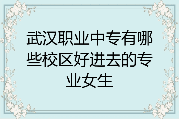 武汉职业中专有哪些校区好进去的专业女生