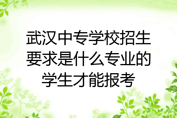 武汉中专学校招生要求是什么专业的学生才能报考