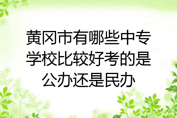 黄冈市有哪些中专学校比较好考的是公办还是民办