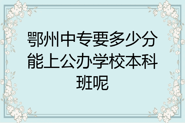 鄂州中专要多少分能上公办学校本科班呢