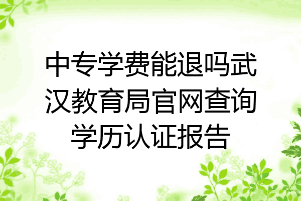 中专学费能退吗武汉教育局官网查询学历认证报告