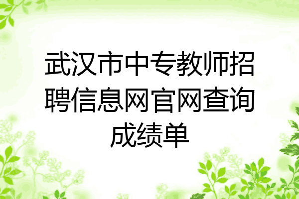 武汉市中专教师招聘信息网官网查询成绩单