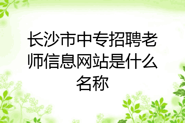 长沙市中专招聘老师信息网站是什么名称