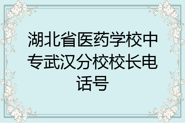 湖北省医药学校中专武汉分校校长电话号