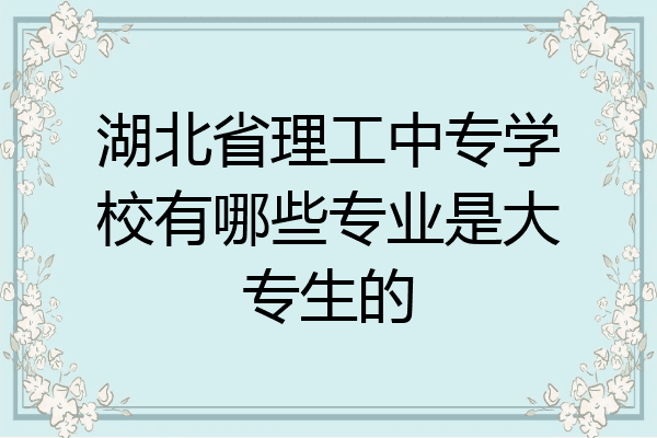湖北省理工中专学校有哪些专业是大专生的