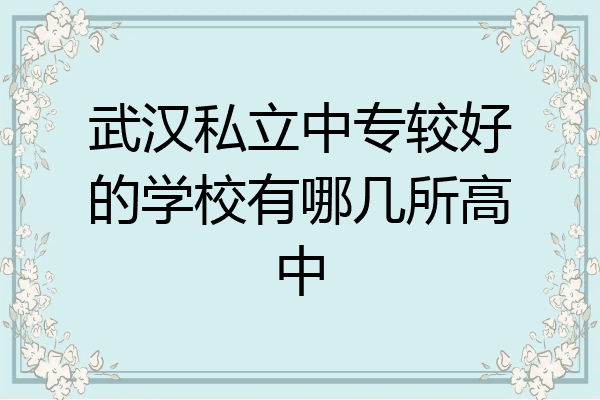 武汉私立中专较好的学校有哪几所高中