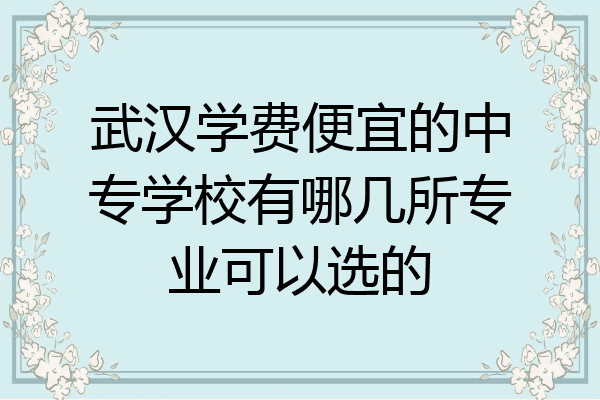 武汉学费便宜的中专学校有哪几所专业可以选的