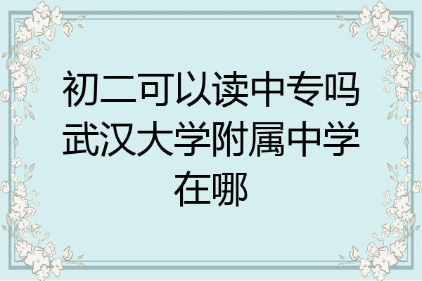 初二可以读中专吗武汉大学附属中学在哪
