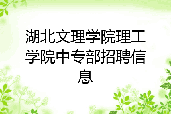 湖北文理学院理工学院中专部招聘信息