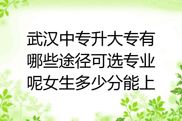 武汉中专升大专有哪些途径可选专业呢女生多少分能上