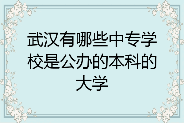 武汉有哪些中专学校是公办的本科的大学