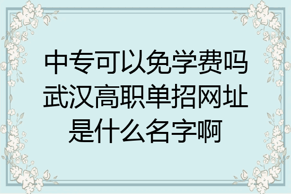 中专可以免学费吗武汉高职单招网址是什么名字啊