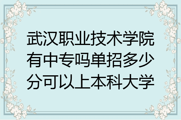 武汉职业技术学院有中专吗单招多少分可以上本科大学