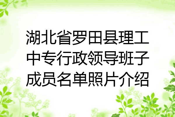 湖北省罗田县理工中专行政领导班子成员名单照片介绍