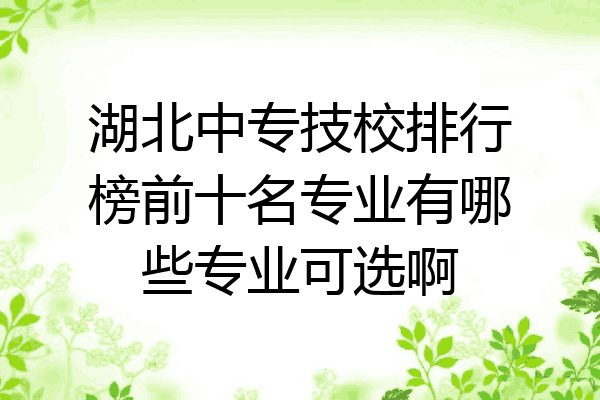 湖北中专技校排行榜前十名专业有哪些专业可选啊