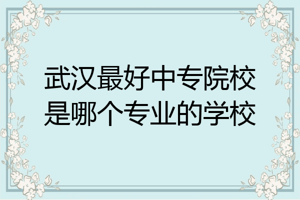 武汉最好中专院校是哪个专业的学校