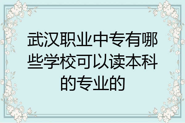 武汉职业中专有哪些学校可以读本科的专业的