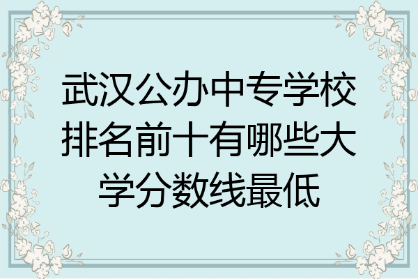 武汉公办中专学校排名前十有哪些大学分数线最低