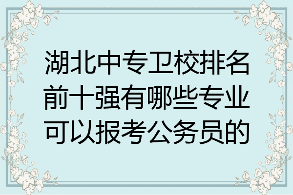 湖北中专卫校排名前十强有哪些专业可以报考公务员的