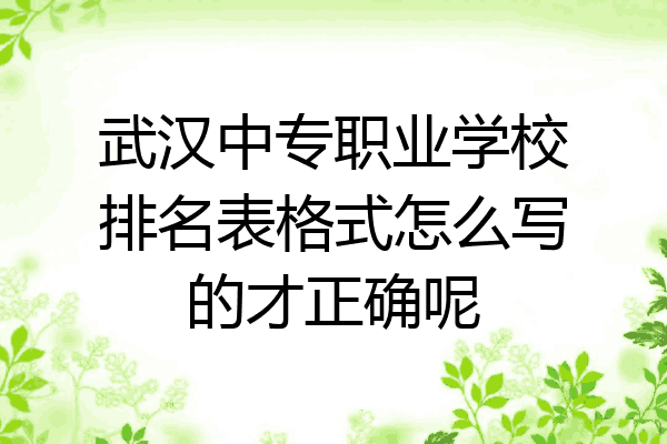 武汉中专职业学校排名表格式怎么写的才正确呢