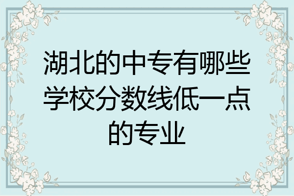 湖北的中专有哪些学校分数线低一点的专业